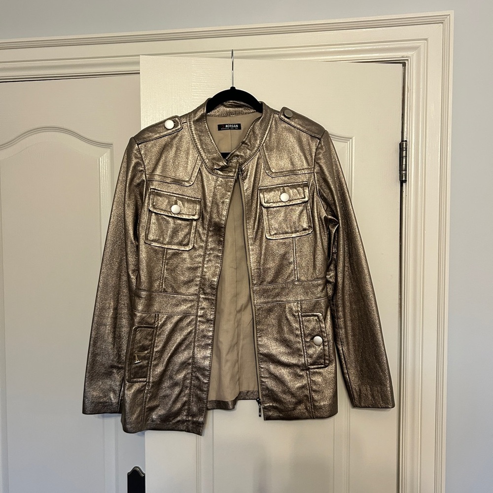 Metallic Gold Leather Jacket